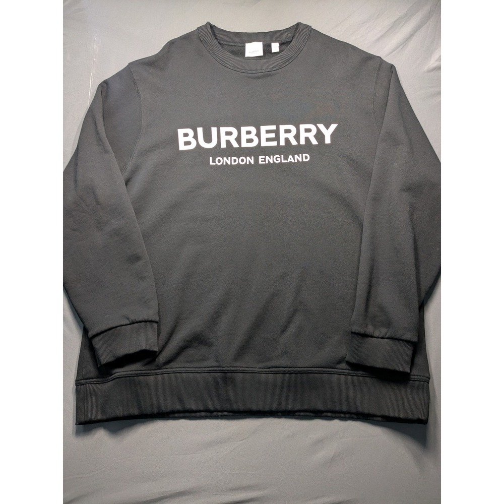 Burberry London England Logo Sweatshirt Mens XXXL Black Cotton Crewneck 8011357